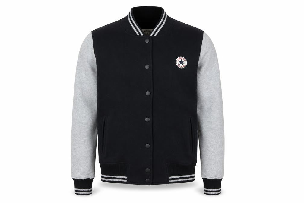 Converse Boys Black & Grey Varsity Jacket Size L Cotton Blend