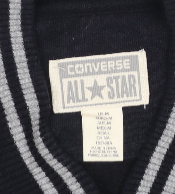 Converse Boys Black & Grey Varsity Jacket Size L Cotton Blend