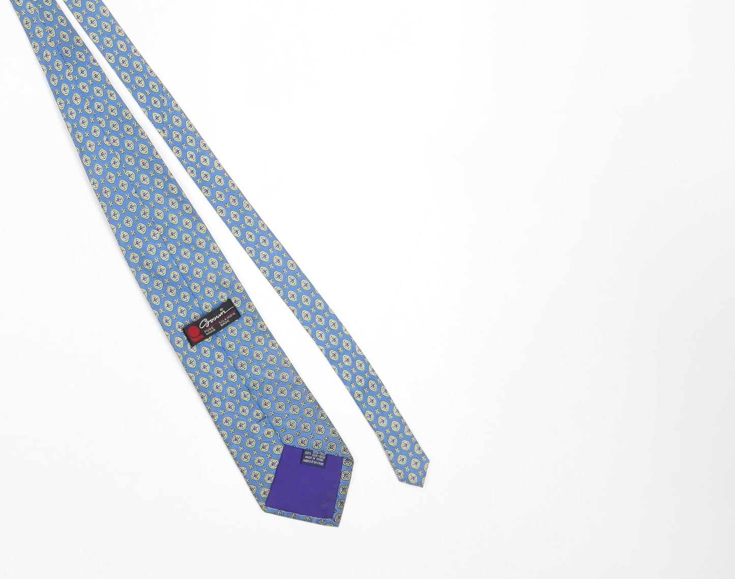 Cgosun Men's Blue Geometric 100% Silk Tie - Excellent Condition