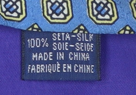 Cgosun Men's Blue Geometric 100% Silk Tie - Excellent Condition