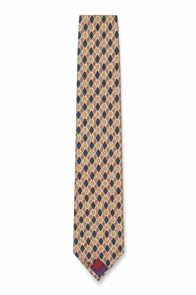 Burton Mens Beige Geometric Pure Silk Designer Tie One Size