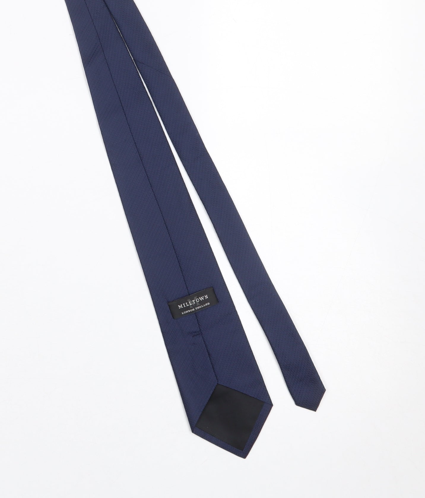 Milltown London England Men's Navy Blue 100% Silk Slim Tie