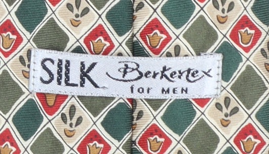 Berkertex Men’s Green Patterned 100% Silk Tie - Classic Style