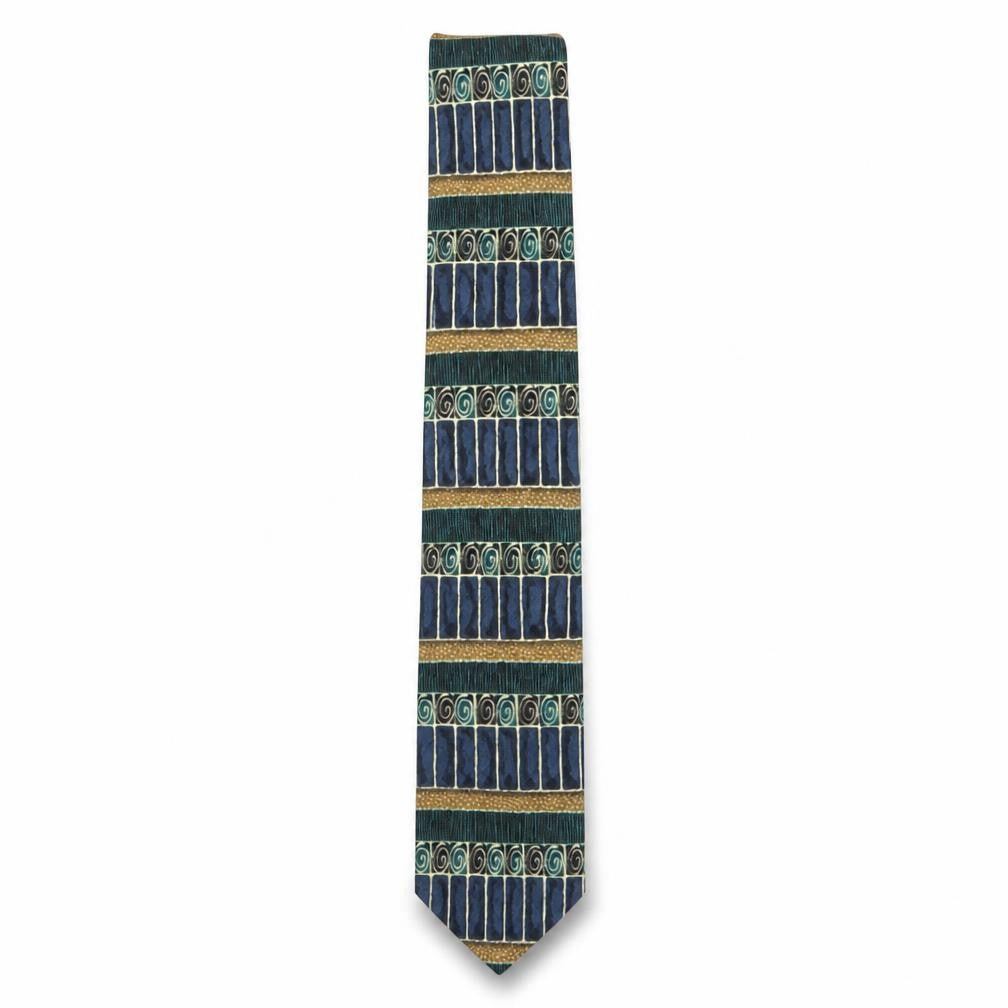 Burton Menswear Blue Green Geometric Polyester Tie One Size
