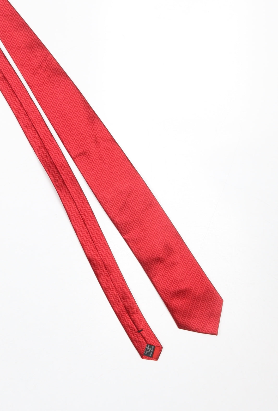 Arnotts Mens Red Herringbone Silk Slim Tie