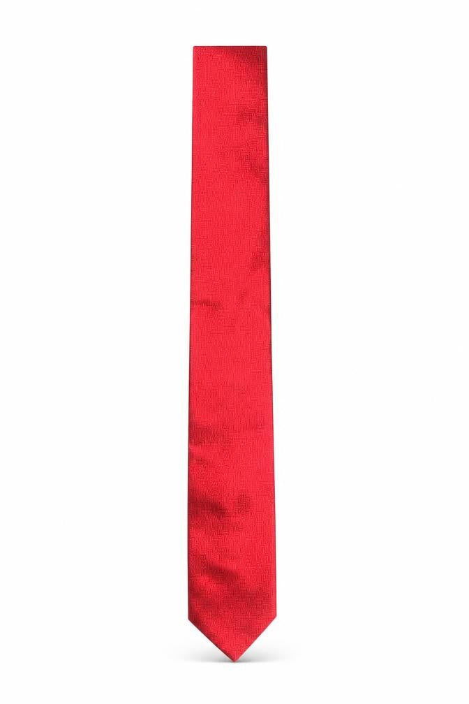 Arnotts Mens Red Herringbone Silk Slim Tie