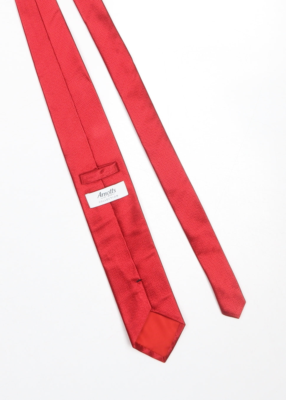 Arnotts Mens Red Herringbone Silk Slim Tie
