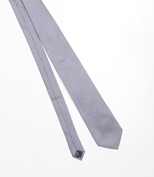 Soprano Men's Grey 100% Silk Slim Tie