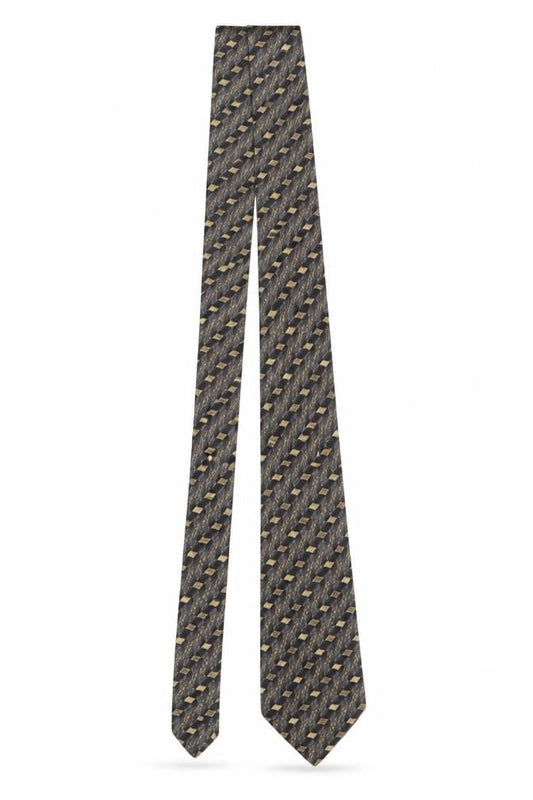 Jaeger Men's Grey Geometric Silk Designer Tie Made in Italy One Size