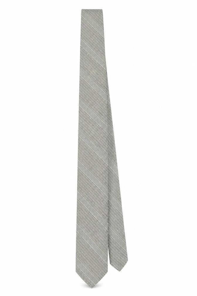 Carnaval de Paris Men's Grey Striped Pure Silk Tie Slim Style