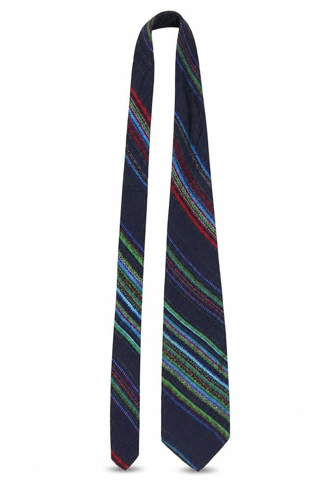 Da Vinci Men's Multicoloured Striped 100% Silk Tie Made in Italy