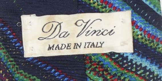 Da Vinci Men's Multicoloured Striped 100% Silk Tie Made in Italy