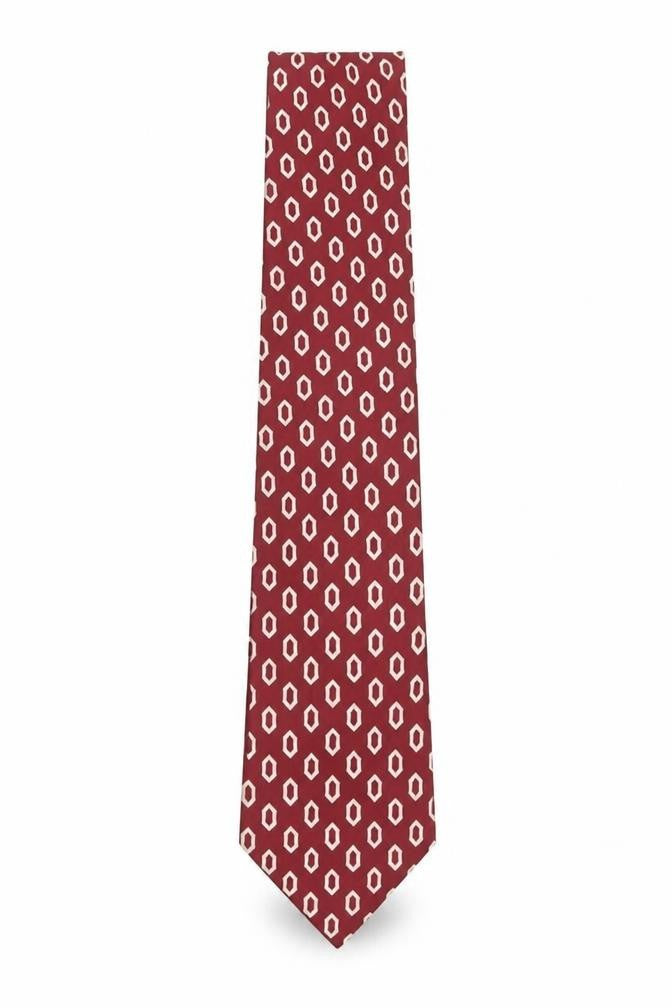 Pearl Men's Red Geometric 100% Silk Tie – Classic Style