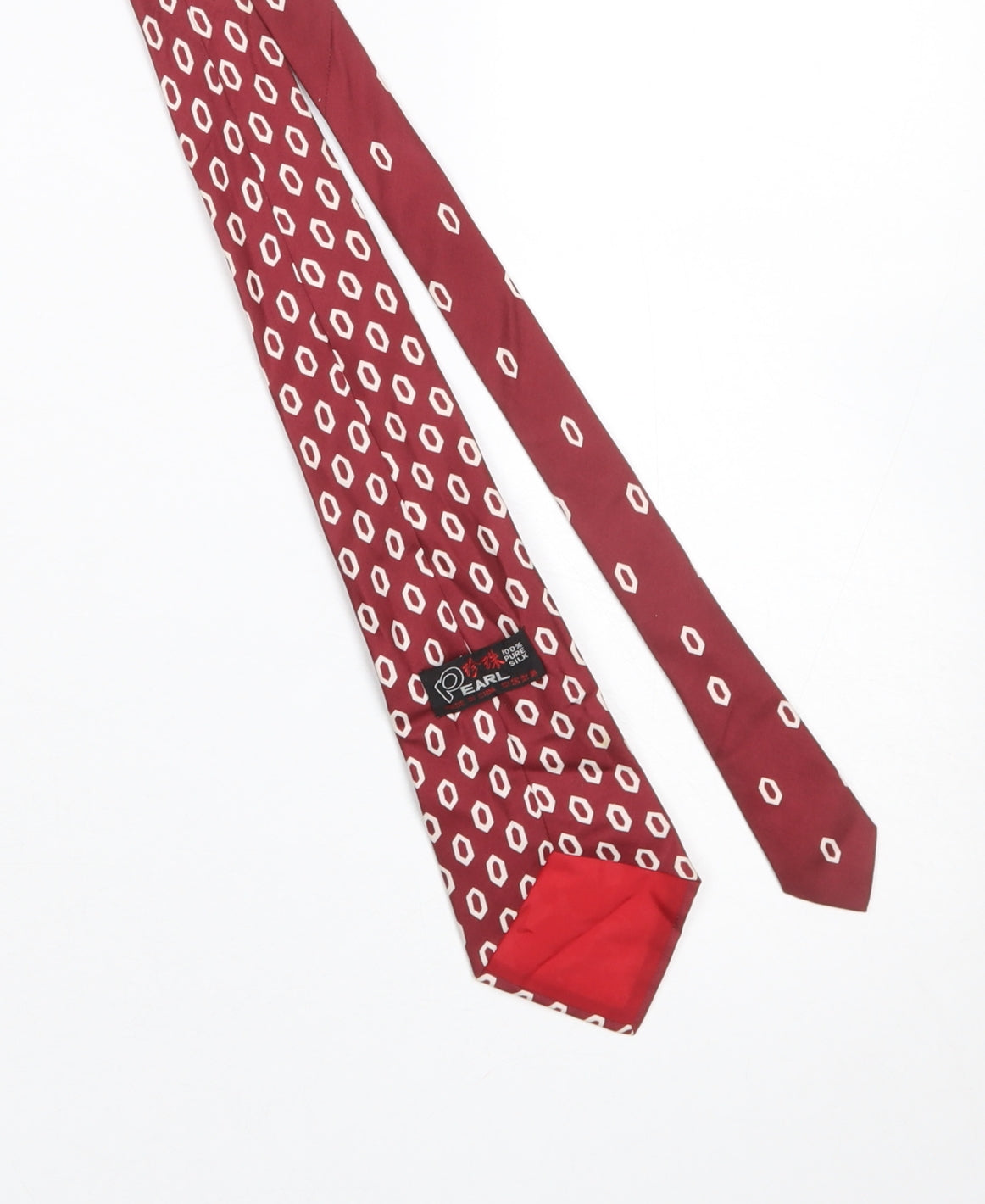 Pearl Men's Red Geometric 100% Silk Tie – Classic Style