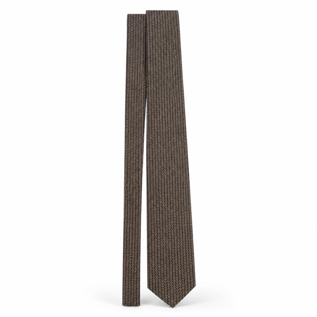 Jonelle Men's Brown Geometric Pure Silk Tie Made in England