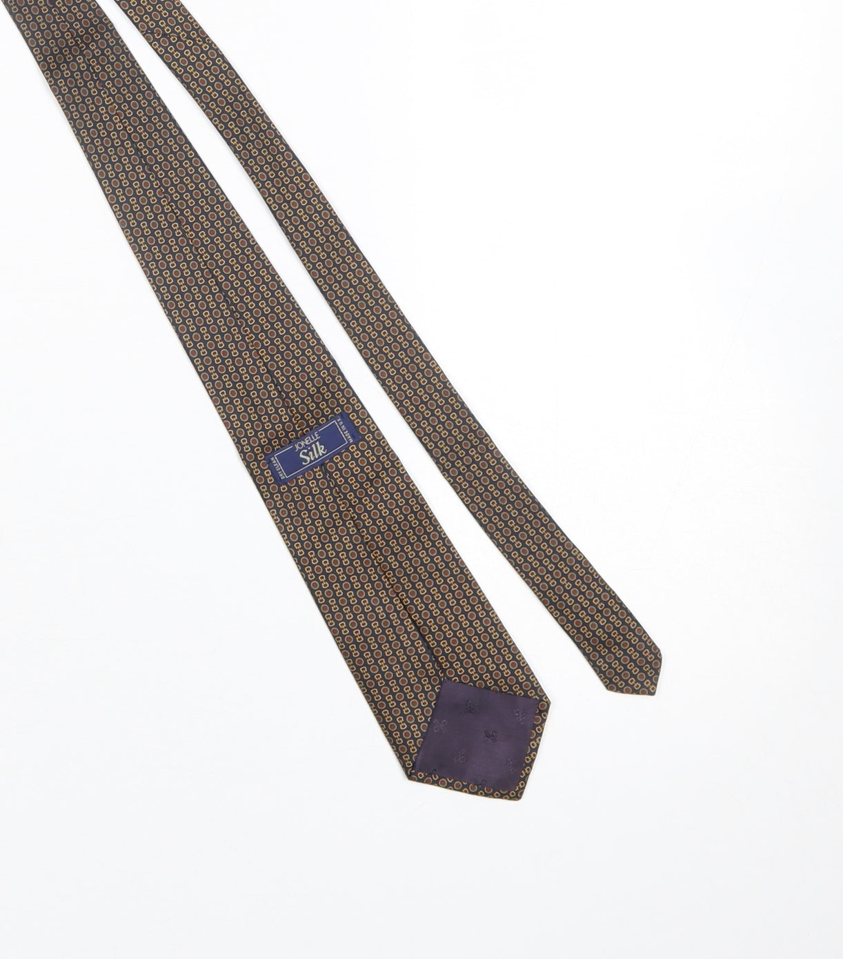 Jonelle Men's Brown Geometric Pure Silk Tie Made in England