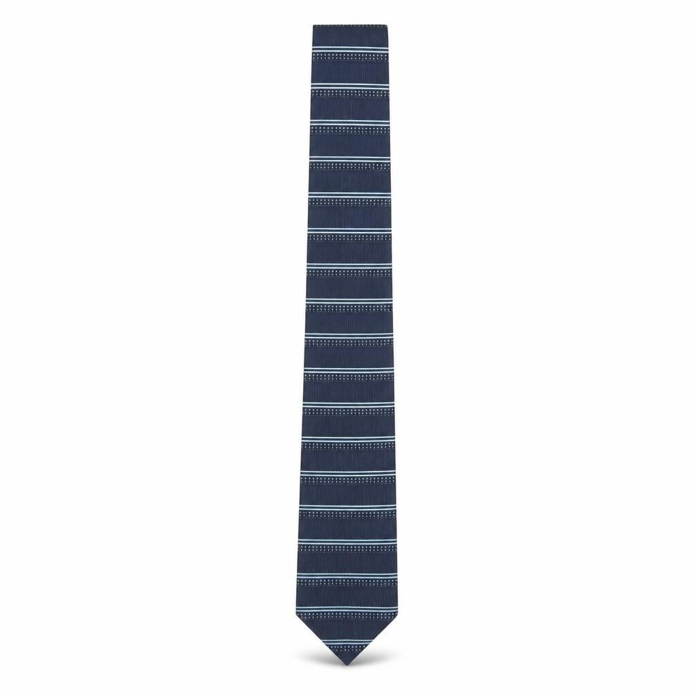 Marks & Spencer Men Blue Striped Italian Fine Silk Tie