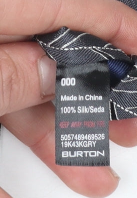 Burton Mens Grey Geometric Pattern Slim Tie 100% Silk One Size