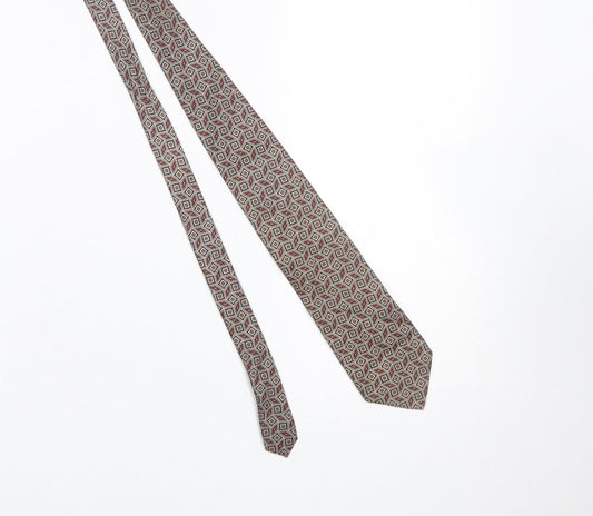 Windsor Collection Men's Beige Geometric 100% Silk Tie