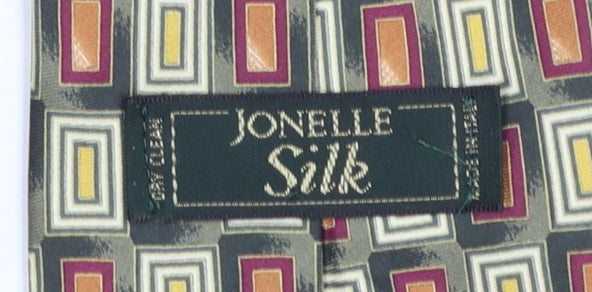 Jonelle Silk Men's Multicoloured Geometric Tie Slim Style 176cm
