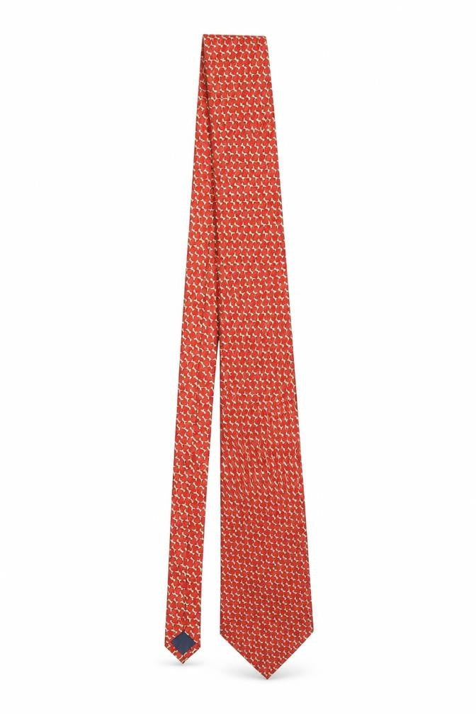 Valeria Boldi Men’s Red Geometric Handmade Silk Designer Tie One Size