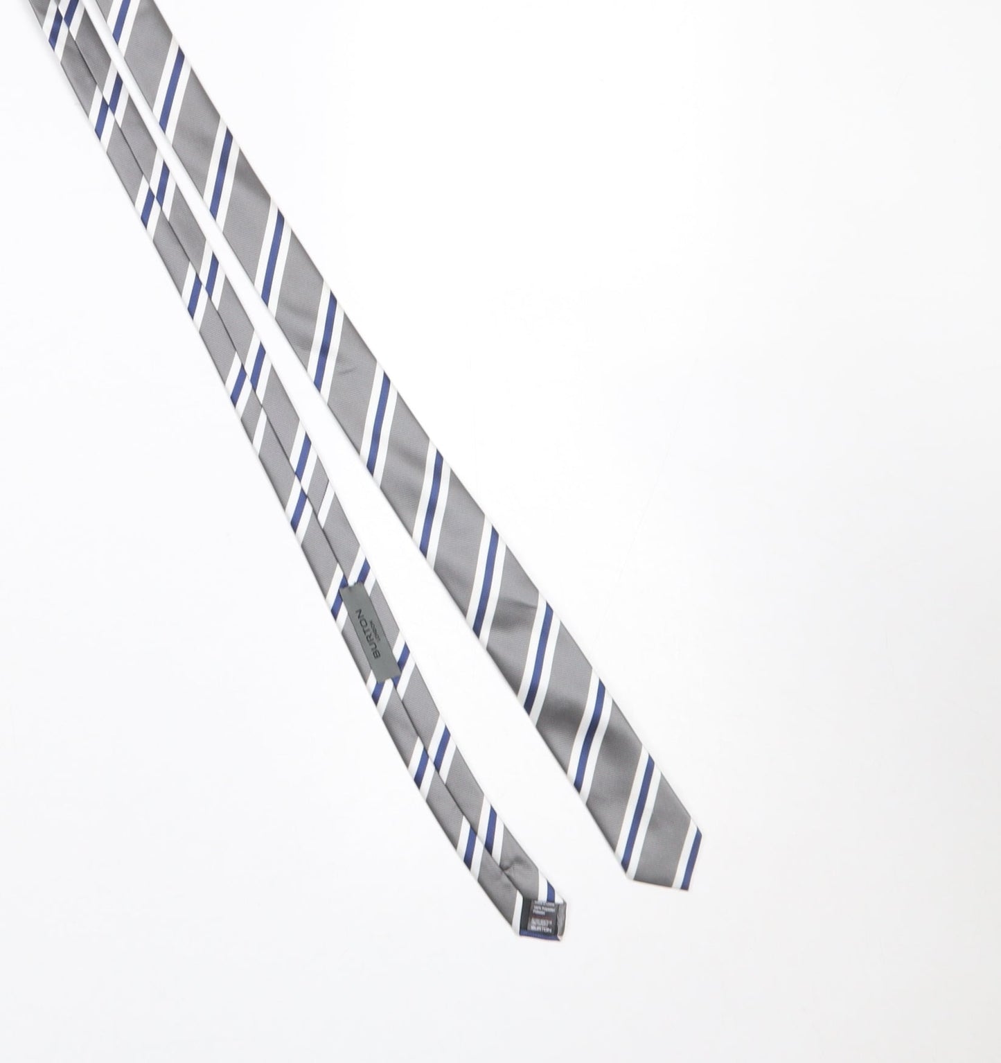 Burton London Men's Grey Blue Striped Polyester Tie
