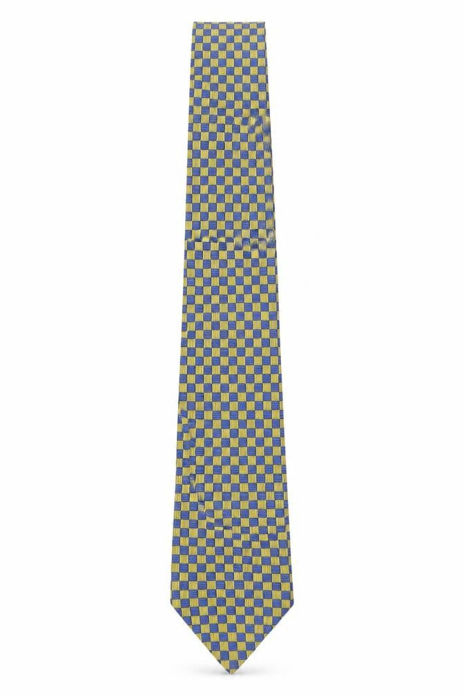 Joseph Turner Men's Blue and Gold Checked Pure Silk Tie