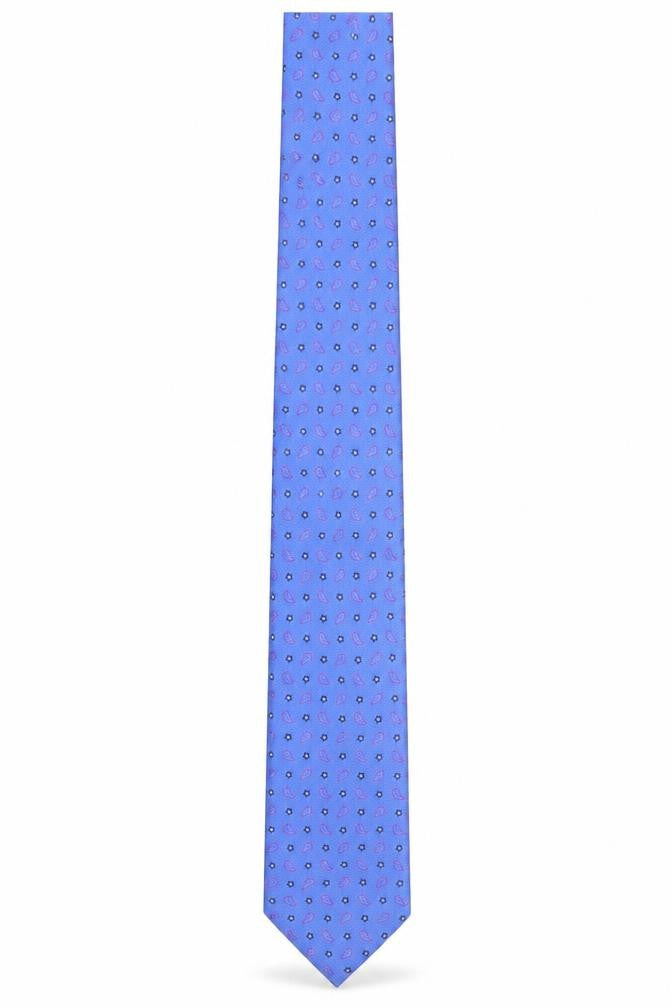 John Taylor Men's Blue Silk Paisley Slim Tie