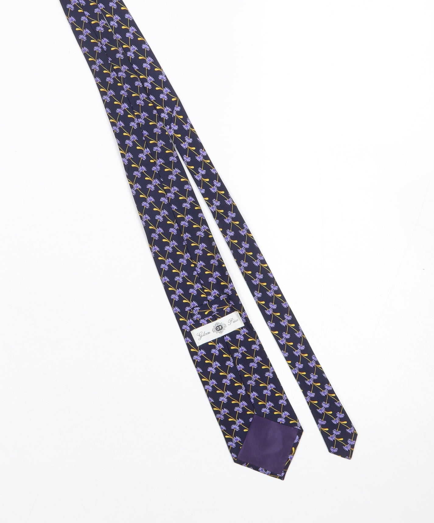 Gibson Price Men's Navy Floral Silk Tie Made in England One Size