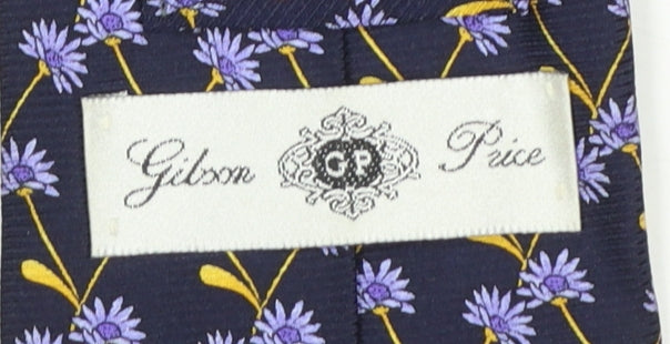 Gibson Price Men's Navy Floral Silk Tie Made in England One Size