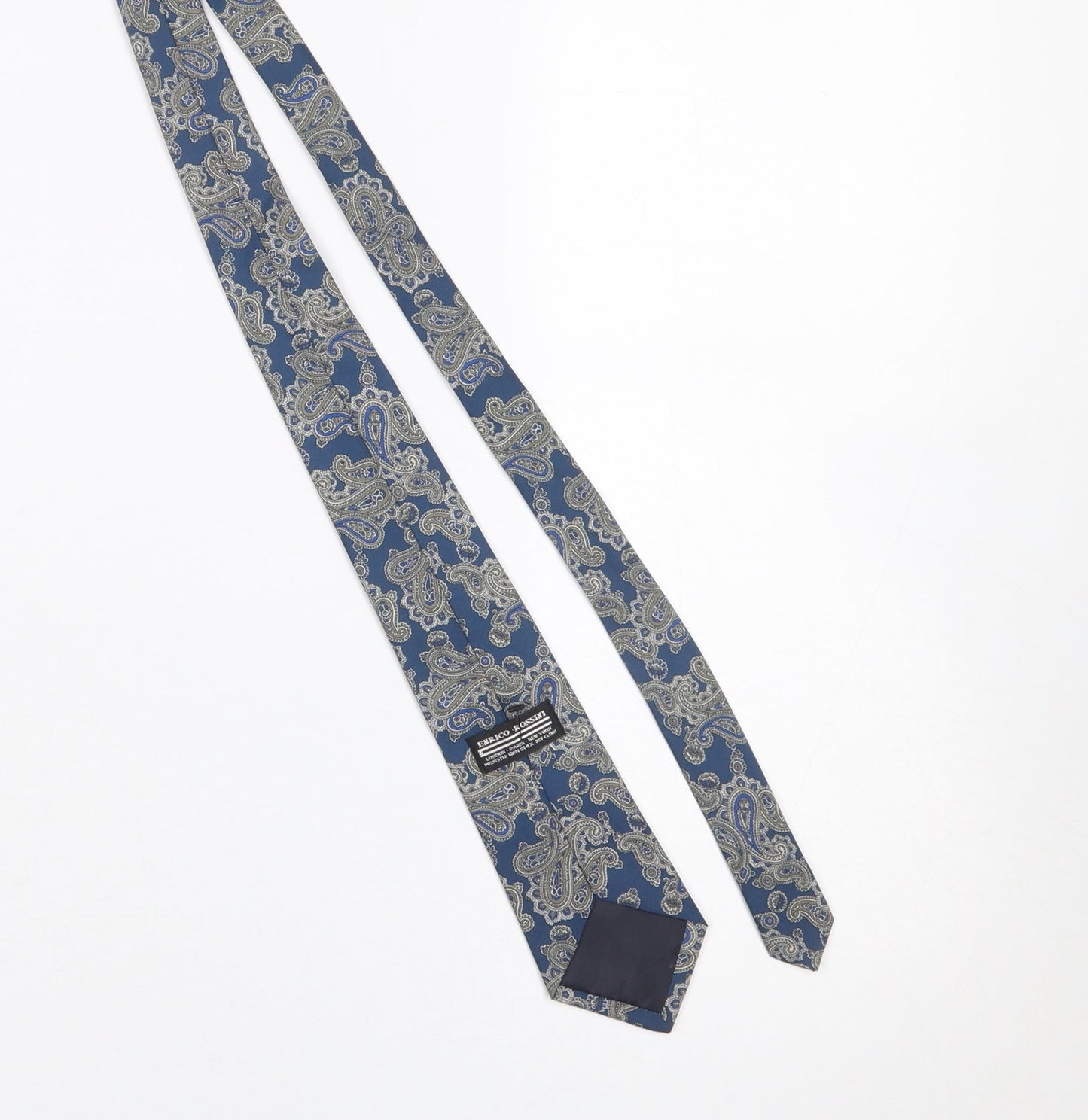 Enrico Rossini Men's Blue Paisley Polyester Tie