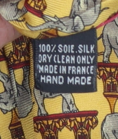 Woodbridge Men’s Yellow Elephant Pattern Silk Tie Handmade