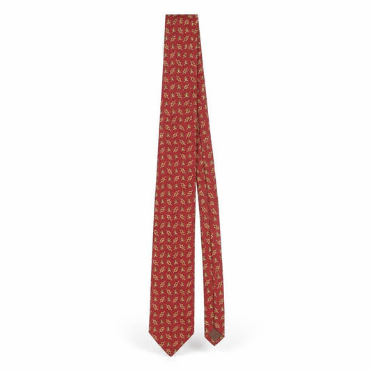 Fox & Chave Men's Red Silk Teddy Bear Pattern Tie - One Size