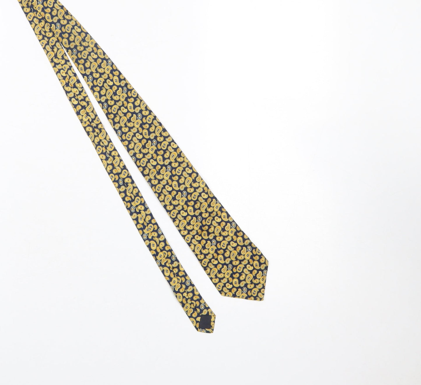 Hemley Gibson Price Men's Navy & Gold Paisley Silk Tie 176cm