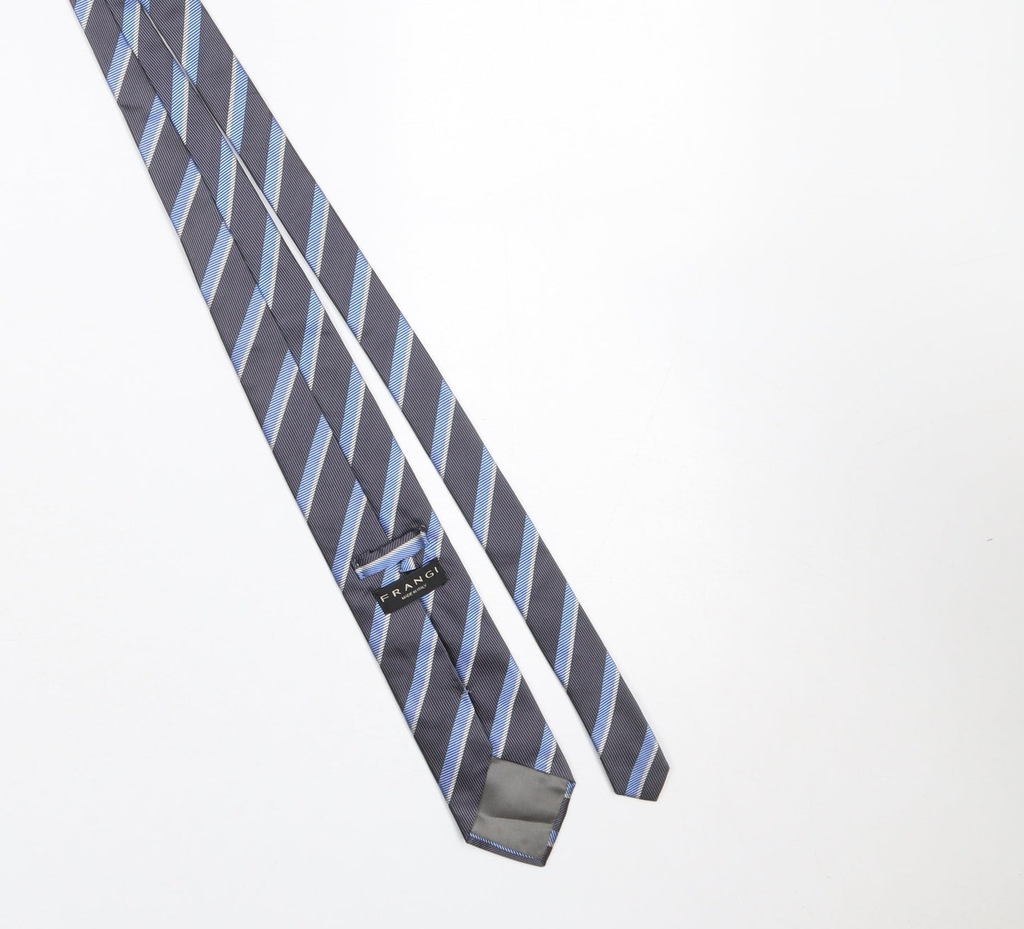 Frangi Men’s Blue Striped Slim Silk Tie Made in Italy One Size