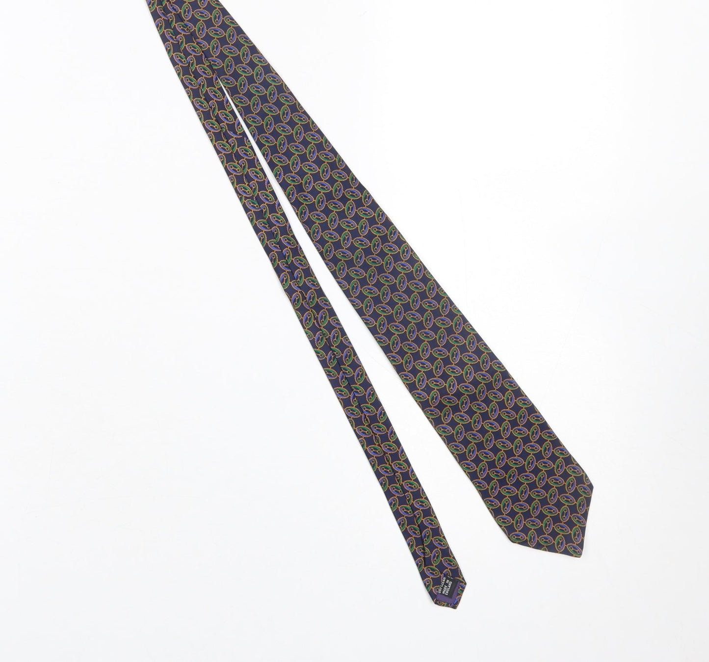 Gibson Price Men's Blue Geometric Silk Tie Made in England