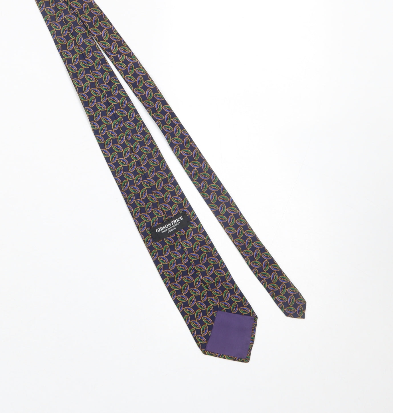 Gibson Price Men's Blue Geometric Silk Tie Made in England
