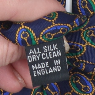 Gibson Price Men's Blue Geometric Silk Tie Made in England
