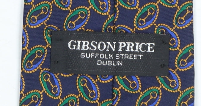 Gibson Price Men's Blue Geometric Silk Tie Made in England