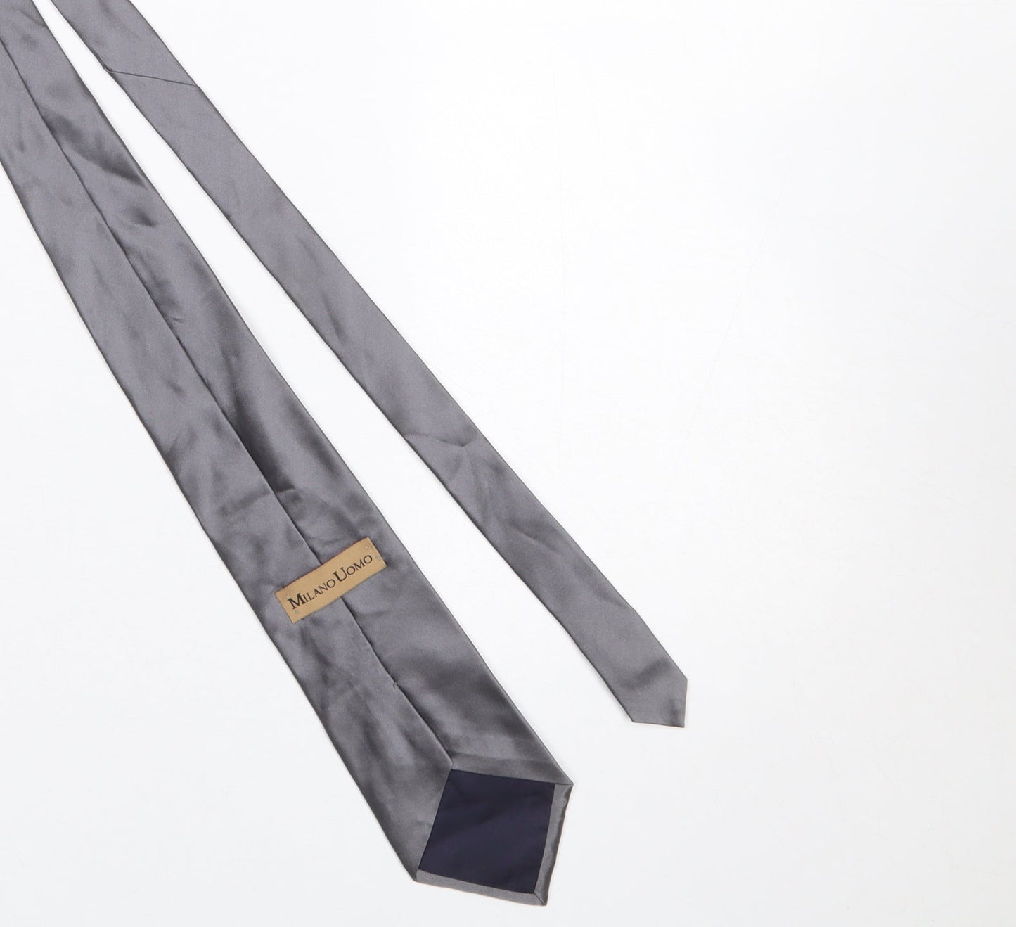 Milano Uomo Men's Grey 100% Silk Pointed Tie One Size Classic Style