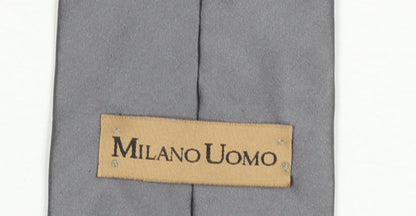 Milano Uomo Men's Grey 100% Silk Pointed Tie One Size Classic Style