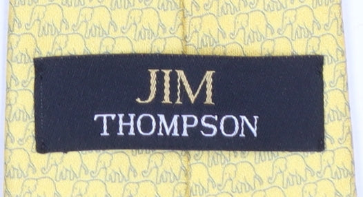 Jim Thompson Men's Yellow Silk Elephant Print Designer Tie