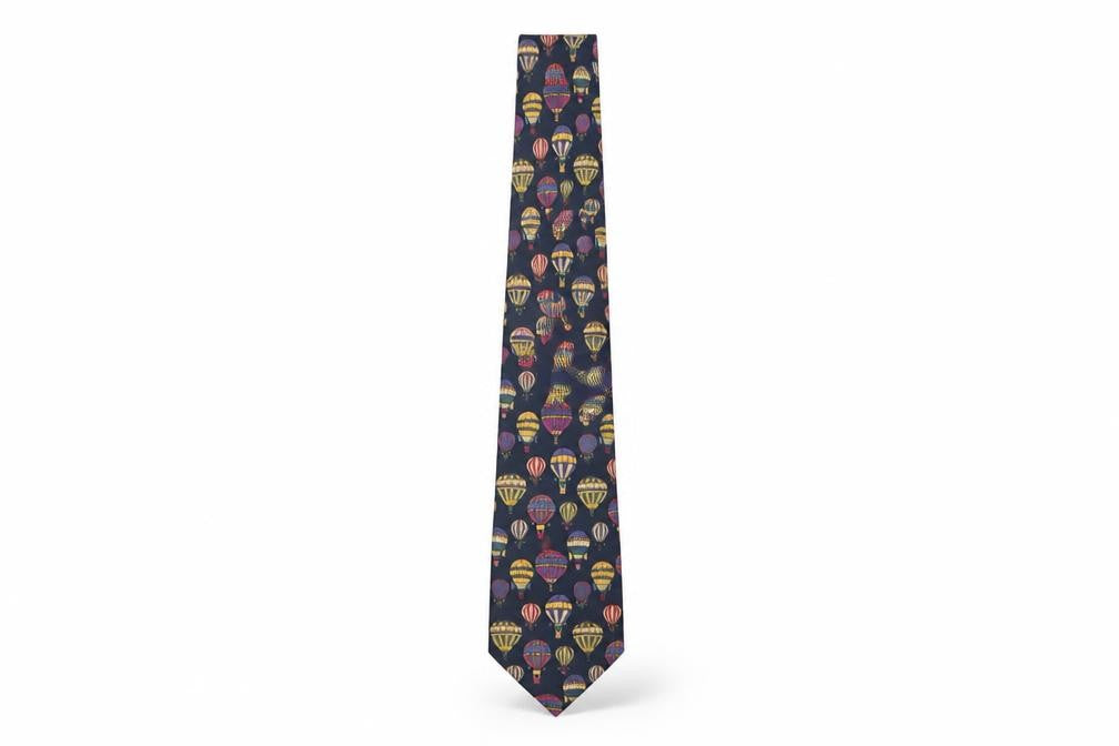 James Meade Men's Blue Hot Air Balloon Silk Tie