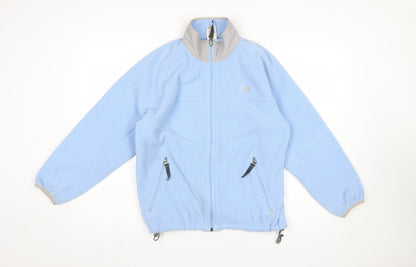 Additional front view of The North Face boys’ blue fleece full zip jacket l youth outdoor