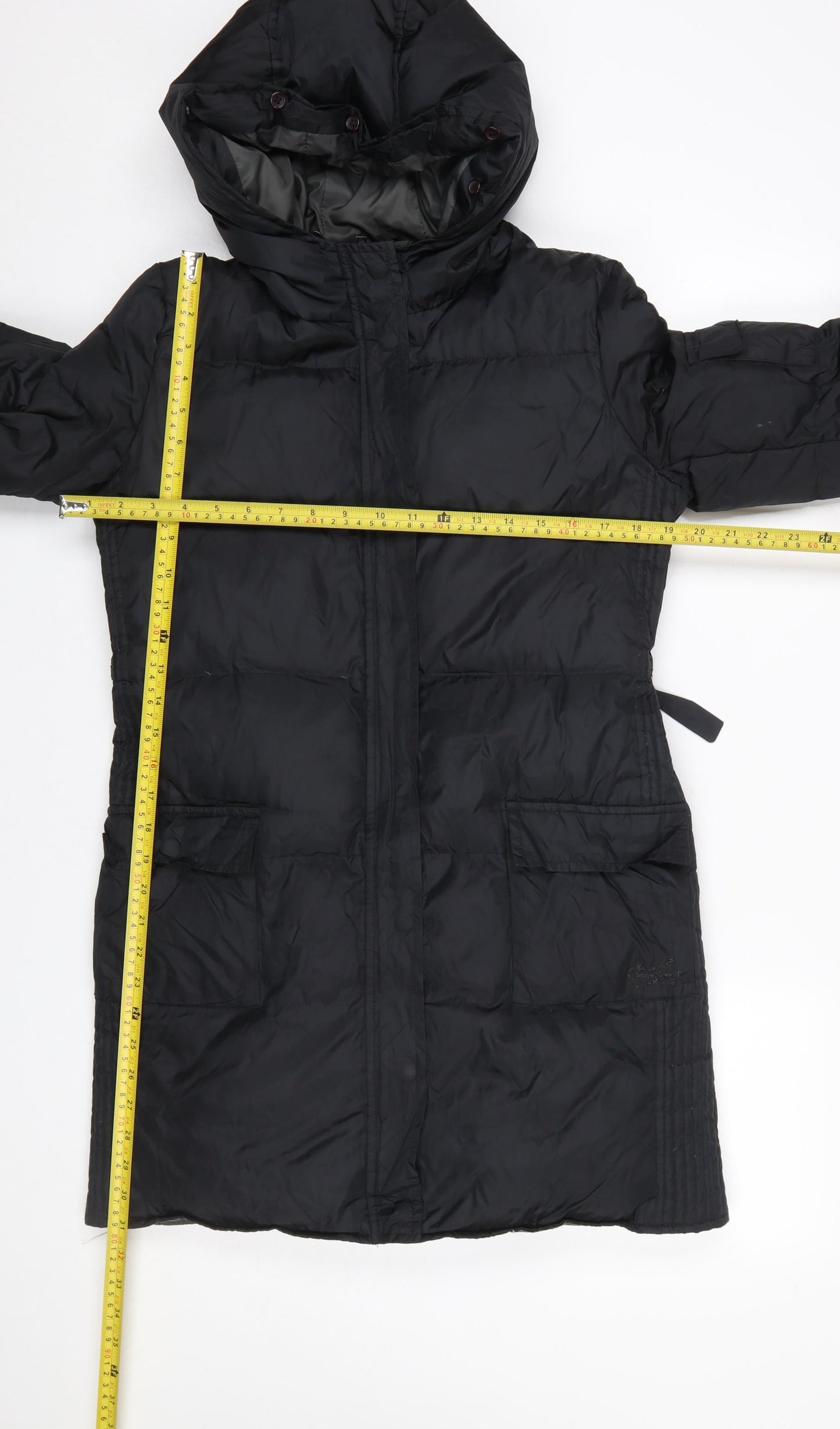 Jigsaw Junior Girls Black 12-13 Years Long Hooded Down Puffer Coat
