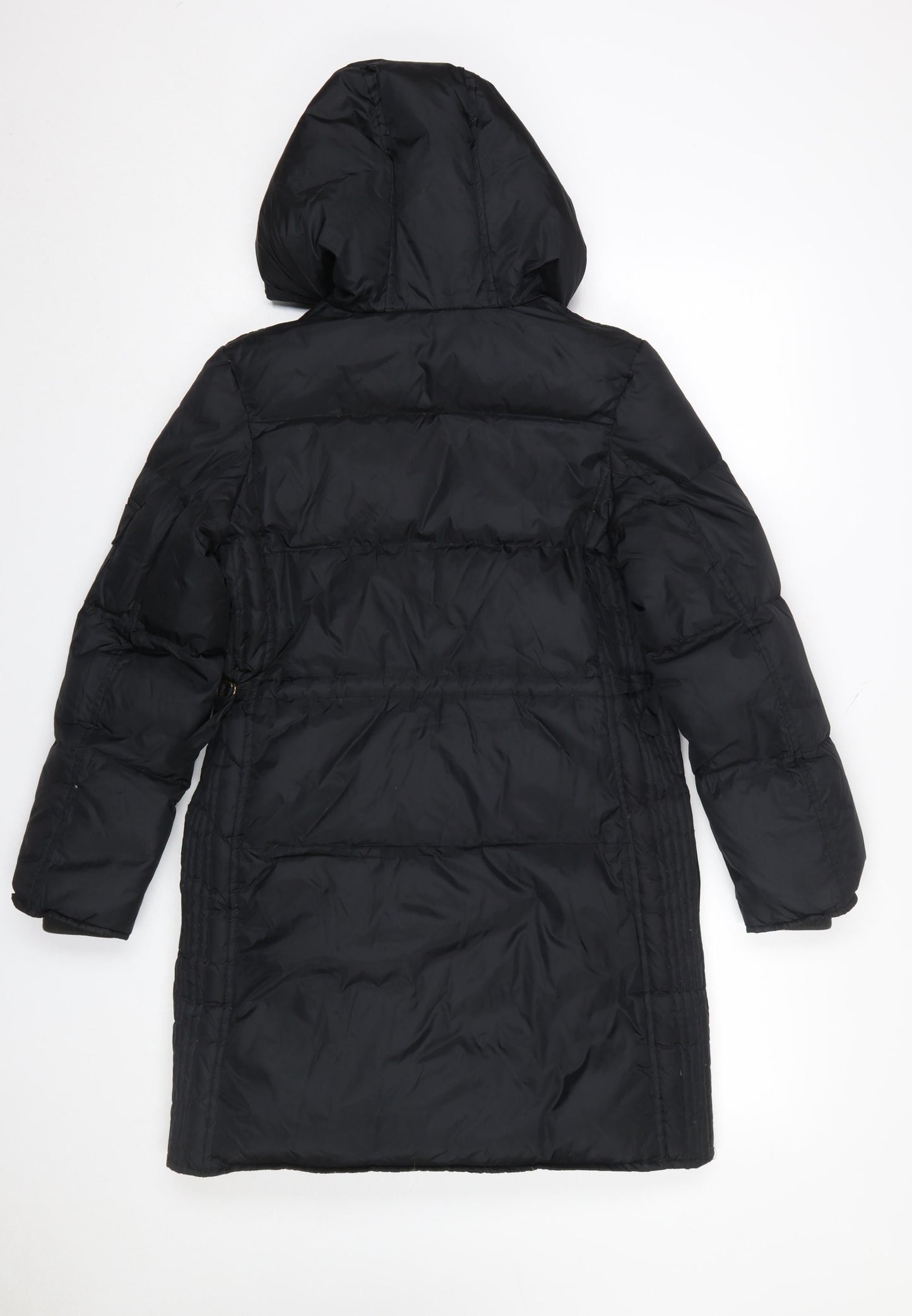 Jigsaw Junior Girls Black 12-13 Years Long Hooded Down Puffer Coat