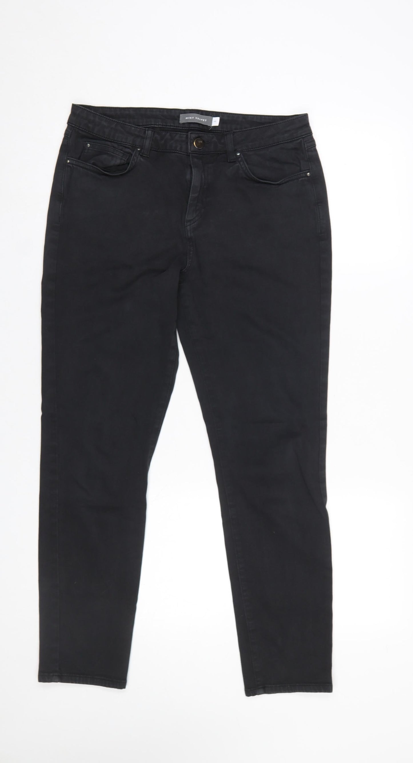 Mint Velvet Womens Black Skinny Jeans Size 14 Regular Stretch Denim