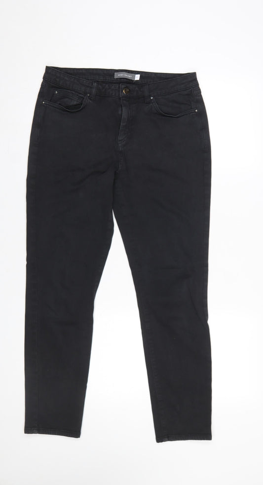 Mint Velvet Womens Black Skinny Jeans Size 14 Regular Stretch Denim