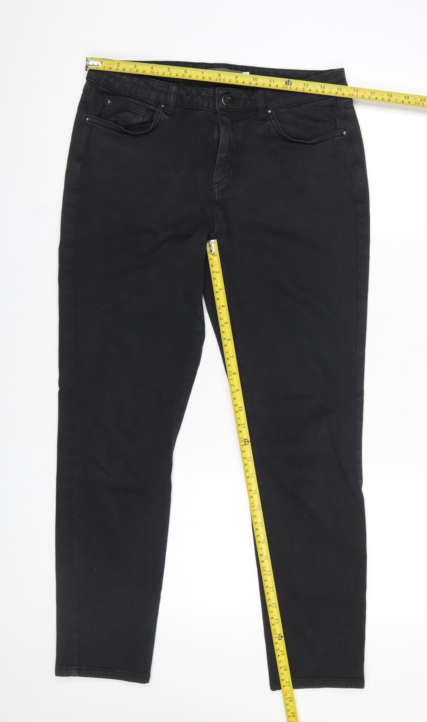 Mint Velvet Womens Black Skinny Jeans Size 14 Regular Stretch Denim