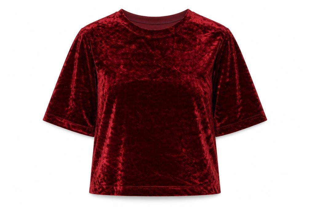 Pala D'Oro Women's Red Velvet 3/4 Sleeve Crew Neck Top S